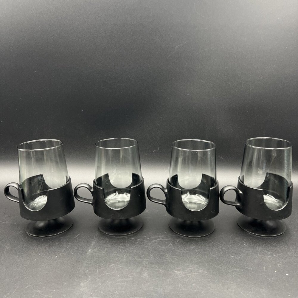 Vintage Glas-Snap by Corning Black w/ Smokey Glass Hot / Cold Beverages 5.5 in - Picture 3 of 13
